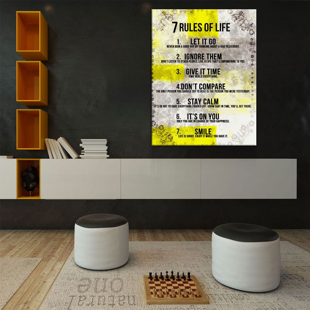 7 Rules Of Life Motivational Canvas Wall Art