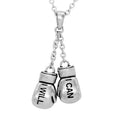 Boxing Gloves Necklace Sterling Silver Motivational Pendant