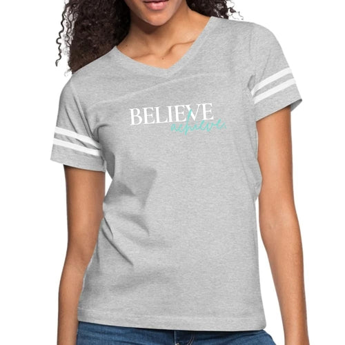 Womens Vintage Sport Graphic T-shirt - Believe and Achieve